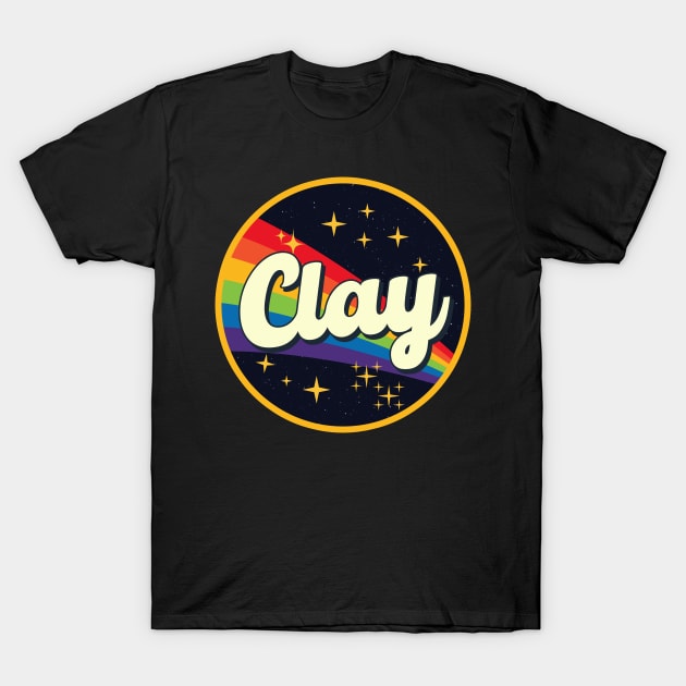 Clay // Rainbow In Space Vintage Style T-Shirt by LMW Art